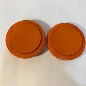 2 Orange Vintage Seal and Serve Tupperware Bowls